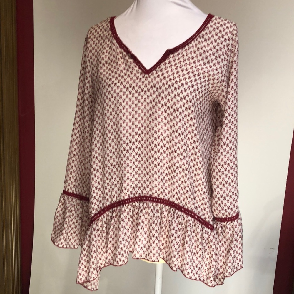 About a girl red long sleeve blouse